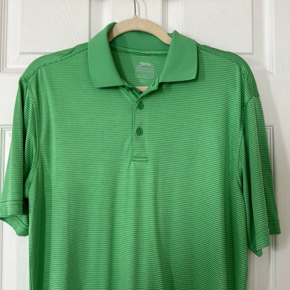 Slazenger Mens Green Stripe Golf Polo Size M - Picture 2 of 3